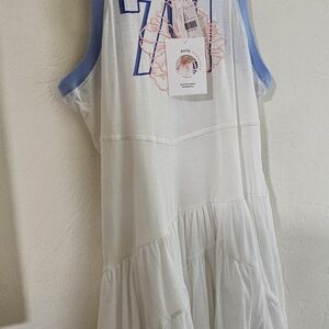 Anthropology Chic White and Blue Sleeveless Dress